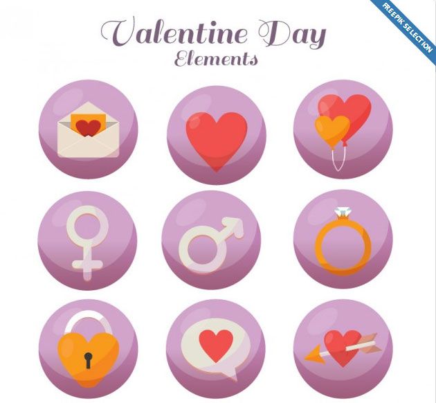 Valentine day icons Free Vector
