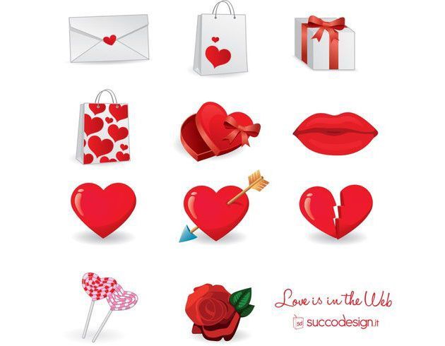 Free Vector Icon Set for Valentine’s Day