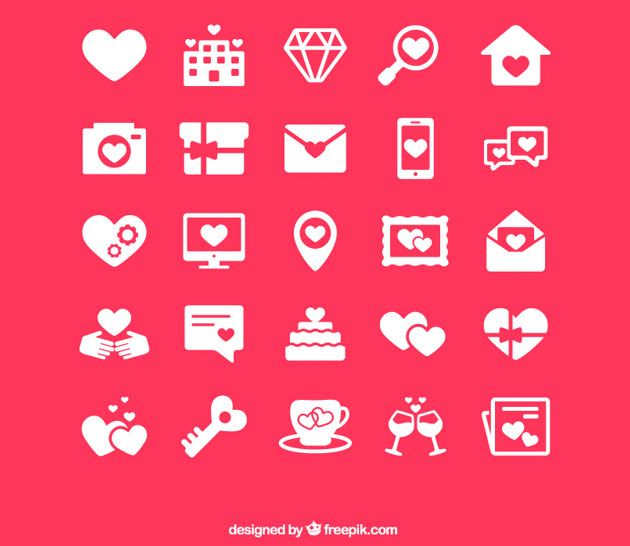 Valentine's icons collection Free Vector